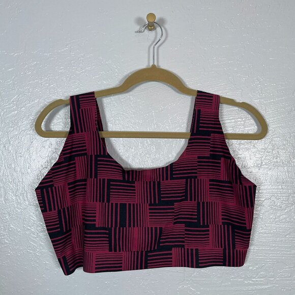 MeUndies Women Plus Size 3X Black Red Stripe Scoop Bralette Loungewear Wicking - Picture 1 of 5